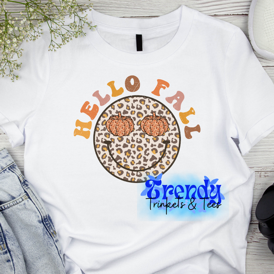 Hello Fall Smiley Face Shirt and Sweatshirt