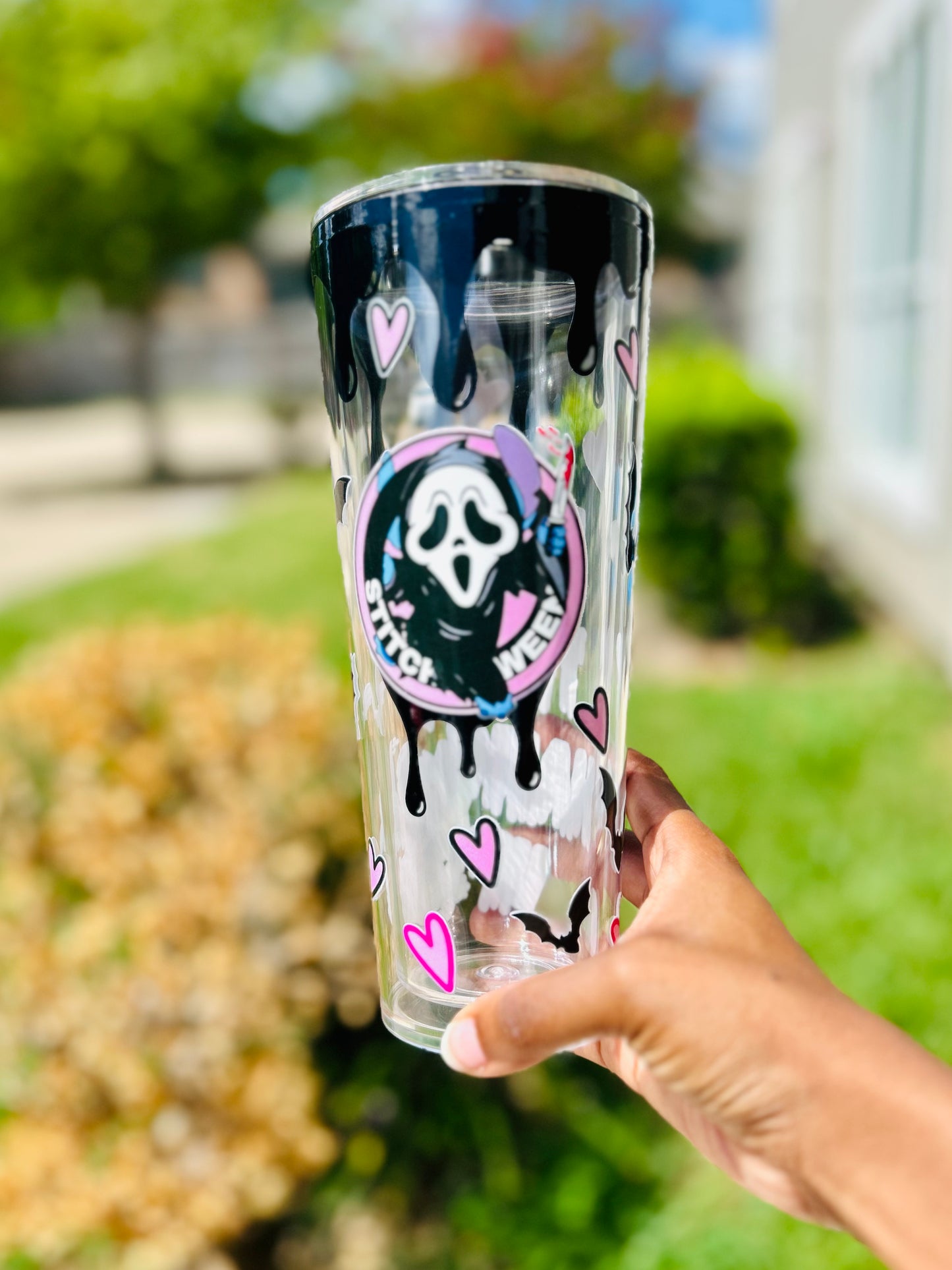 Ghost Face Stitch Snowglobe Tumbler | Pre-Order