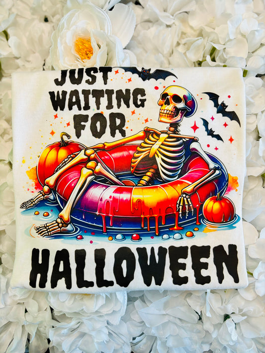 Just Waiting for Halloween Short Sleeve Shirt | White | Small | RTS