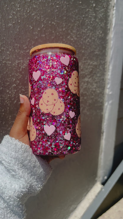 Cookies and Pink Hearts Snowglobe Tumbler | RTS